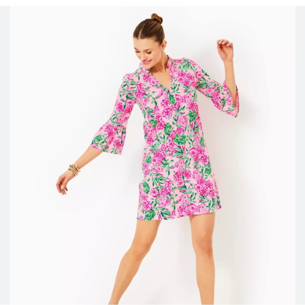 Lilly Pulitzer Pink & Green Floral Shift Dress - Picture 6 of 10